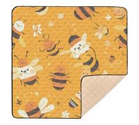 Sweet Honey Pattern Cute Bees Happy Cute Foldable Baby Activity Play Mat for Indoor Outdoor 1-Piecing Tummy Time Activity Mat for Babies Infants Toddlers, 50'' x 50''