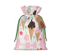 Sweet Ice Cream Christmas Drawstring Sack Gift Bag, Lightweight And Cute In Design