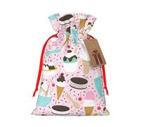 Sweet Ice Cream Christmas Drawstring Sack Gift Bag, Lightweight And Cute In Design