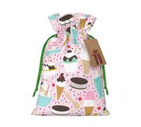 Sweet Ice Cream Christmas Drawstring Sack Gift Bag, Lightweight And Cute In Design