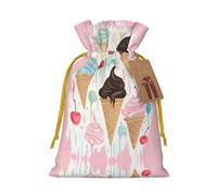 Sweet Ice Cream Christmas Drawstring Sack Gift Bag, Lightweight And Cute In Design
