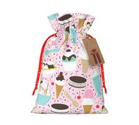 Sweet Ice Cream Christmas Drawstring Sack Gift Bag, Lightweight And Cute In Design