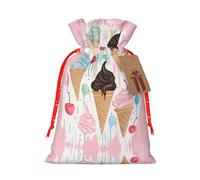 Sweet Ice Cream Christmas Drawstring Sack Gift Bag, Lightweight And Cute In Design