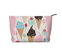 Sweet Ice Cream Corduroy Makeup Bag with Stylish and Durable Zipper Design