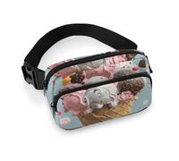 Sweet Ice Cream Fanny Packs with Zipper, Personalized Waist Bags with Multiple Pockets, Adjustable Sling Bag for Travel, Waterproof Belt Bag, Crossbody Bags