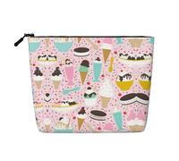 Sweet Ice Cream Multi Functional Single-Layer Linen Makeup Bag - Fashionable and Practical Cosmetic Storage Bag