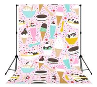 Sweet Ice Cream Print 5x7ft Backdrop Curtain With Hanging Pocket Back Drop Photography Accessories For Live Streaming