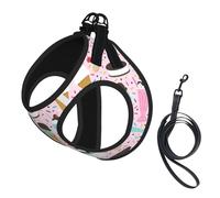 Sweet Ice Cream Print Harness Leash Set For Cats And Dogs, Reflective Adjustable, Soft Breathable Mesh Vest With Escape-Proof Lead, For Small Pets And Kitten Puppies