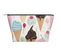 Sweet Ice Cream Print Makeup Bag Trapezoid Travel Cosmetic Organiser Stylish Storage for Beauty & Gifts for Women Girls