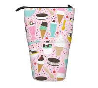 Sweet Ice Cream Print Pencil Case,Telescopic Pen Pouch,Portable Pencil Holder,Storage Cosmetic Bag
