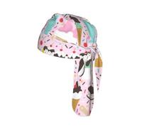 Sweet Ice Cream Printed Cap Do Rag, Moisture Wicking Cycling Cap Helmet Liner for Biking Running Hiking