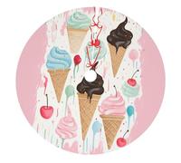 Sweet Ice Cream Printed Christmas Tree Skirt 36-Inch Double Layers Soft Xmas Tree Skirts Base Floor Mat for Holiday Party Decoration Ornaments