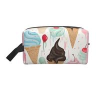 Sweet Ice Cream Printed Cosmetic Case with Handle, Lightweight Compact Storage for Makeup, Toiletries & Gadgets, Make up Organiser for Travel, School, Work