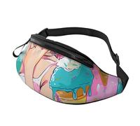 Sweet Ice Cream Printed Fanny Pack for Men Women Crossbody Waist Bag Pack Bum Bag with Adjustable Strap for Hiking Running Travel Cycling
