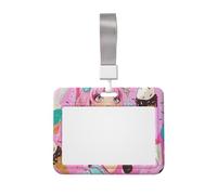 Sweet Ice Cream Printed ID Badge Holder with Lanyard, Clear Plastic Badge Holder for Work, School, Hospital, Security - Water Resistant & Dirt Proof