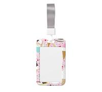 Sweet Ice Cream Printed Id Card Badge Holder with Neck Strap Waterproof Name Card Holder Plastic Vertical Sleeve Pocket