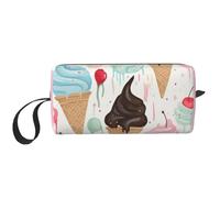 Sweet Ice Cream Printed Makeup Bag with Handle, Lightweight Portable Cosmetic Organiser for Travel, Gym & Daily Use – Gift for Women Girls