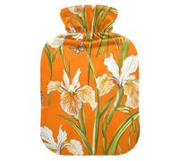 Sweet Iris Orange hot Water Bottles with Soft Cover, 1L Water Bag for Hot and Cold Therapies, Neck Shoulder Warmer, Bolsa de calor para Dolor Menstrual