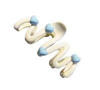 Sweet Irregular Hair Clip For Women Blue Heart Waved Shaped Hair Claw Cream Color Elegant Hair Styling Clip