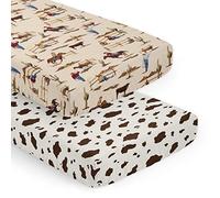 Sweet Jojo Designs 2-Piece Baby Crib Sheets Set (Western Cowboy) for Boys, Infant Nursery, Toddler Room - Standard Size (Cow Print, Vintage Americana, Wild West, Southern, Country, Farm, Horse Ranch)