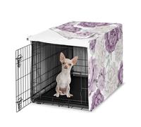 Sweet Jojo Designs 24in. Small Dog Crate Cover (Purple Boho Floral) for Girls Pet Cage, Kennel Covers (Shabby Chic, Bohemian, Vintage, Garden, Watercolor, Flower, Nature, Elegant, Pastel, Lavender)