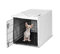 Sweet Jojo Designs 24in. Small Dog Crate Cover (White and Grey Stripe) Pet Cage, Kennel Covers (Modern, Neutral, Contemporary, Striped, Elegant, Pinstriped, Minimalist, Gray Stripes)