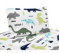 Sweet Jojo Designs 3-Piece Twin Sheet Set for Blue and Green Modern Dinosaur Bedding Collection