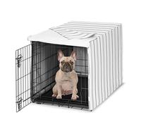 Sweet Jojo Designs 30in. Small/Medium Dog Crate Cover (White and Grey Stripe) Pet Cage, Kennel Covers (Modern, Neutral, Contemporary, Striped, Elegant, Pinstriped, Minimalist, Gray Stripes)