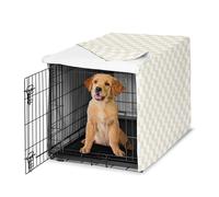 Sweet Jojo Designs 36in. Medium Dog Crate Cover (Beige Gingham Checkered Plaid) Pet Cage, Kennel Covers (Vintage, Classic, Checkerboard, Geometric, Minimalist, Retro, Taupe, Brown, Tan and White)