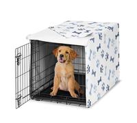Sweet Jojo Designs 36in. Medium Dog Crate Cover (Bones and Paw Prints) for Boys Pet Cage, Kennel Covers (Modern, Cartoon, Doggy, Puppy, Neutral, Paws Print, Whimsical, Playful, Slate Navy Blue)