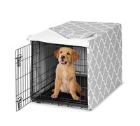 Sweet Jojo Designs 36in. Medium Dog Crate Cover (Grey and White) Pet Cage, Kennel Covers (Neutral, Modern, Geometric for Gray Trellis Collection)