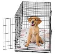 Sweet Jojo Designs 36in. Medium Dog Crate Pan Cover (Blush Pink Boho Floral) Pet Cage, Kennel Pad Mat Bottom Tray Covers (Grey, Bohemian, Farmhouse, Shabby Chic, Rose, Watercolor, Flower, Elegant)