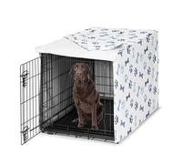 Sweet Jojo Designs 42in. Medium/Large Dog Crate Cover (Bones and Paw Prints) for Boys Pet Cage, Kennel Covers (Modern, Cartoon, Doggy, Puppy, Neutral, Paws Print, Whimsical, Playful, Slate Navy Blue)