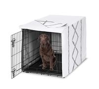 Sweet Jojo Designs 42in. Medium/Large Dog Crate Cover (Grey Boho Modern Tuft) Pet Cage, Kennel Covers (Bohemian, Farmhouse, Shabby Chic, Designer, Neutral, Elegant, Minimalist, Gray Tufted Cotton)