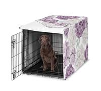 Sweet Jojo Designs 42in. Medium/Large Dog Crate Cover (Purple Boho Floral) for Girls Pet Cage, Kennel Covers (Shabby Chic Bohemian, Vintage Garden, Watercolor Flower, Nature, Elegant, Pastel Lavender)