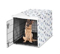 Sweet Jojo Designs 48in. Large Dog Crate Cover (Bones and Paw Prints) for Boys Pet Cage, Kennel Covers (Modern, Cartoon, Doggy, Puppy, Neutral, Paws Print, Whimsical, Playful, Slate Navy Blue)