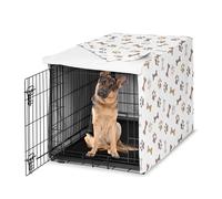 Sweet Jojo Designs 48in. Large Dog Crate Cover (Bones and Paw Prints) Pet Cage, Kennel Covers (Modern, Cartoon, Doggy, Puppy, Neutral, Paws Print, Whimsical, Brown, Tan, Grey, Taupe and Off White)