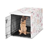 Sweet Jojo Designs 48in. Large Dog Crate Cover (Pink/Grey Boho Floral) for Girls Pet Cage, Kennel Covers (Watercolor, Flower, Elegant Rose, Bohemian, Shabby Chic, Farmhouse, Nature, Blush & Gray)