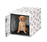 Sweet Jojo Designs Bone Paw Print Dog Crate Cover - Kennel Covers for 36 Inch Pet Cage Medium - Neutral Grey Taupe Brown Modern Off White Gray Tan Puppy