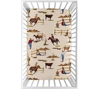 Sweet Jojo Designs Cowboy Western Baby Boy Fitted Mini Portable Crib Sheet for Wild West Collection - for Mini Crib or Pack and Play ONLY