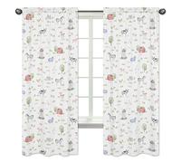 Sweet Jojo Designs Farm Animals Window Treatment Panels Curtains - Set of 2 - Watercolor Farmhouse Horse Cow Sheep Pig
