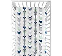 Sweet Jojo Designs Fitted Crib Sheet for Grey, Navy Blue and Mint Woodland Arrow Baby/Toddler Bedding Set Collection - Arrow Print