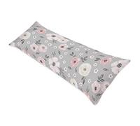 Sweet Jojo Designs Grey Watercolor Floral Body Pillow Case Cover (Pillow Not Included) - Blush Pink Gray and White Shabby Chic Rose Flower Polka Dot Farmhouse