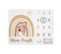 Sweet Jojo Designs Neutral Boho Rainbow Girl Boy Milestone Blanket Monthly Newborn First Year Growth Mat Baby Shower Memory Keepsake Gift Mustard Yellow Pumpkin Orange Bohemian Sunshine Modern Vintage