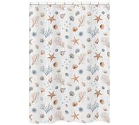 Sweet Jojo Designs Ocean Seashells Boy, Girl, Unisex/Gender Neutral Fabric Shower Curtain for Bathroom Decor Bath Baby Kids Teen Childrens 72x72 - Nautical, Beach Theme, Watercolor, Starfish, Coastal