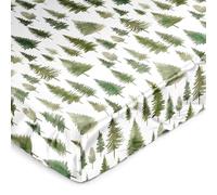 Sweet Jojo Designs Sage Green Woodland Boy Girl Gender Neutral Unisex Baby Satin Fitted Crib Sheet Infant Newborn Nursery Toddler Bed Room Forest Themed Nature Pine Tree Hunter Watercolor Trees Woods
