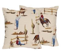 Sweet Jojo Designs Tan Brown Western Cowboy Boy Decorative Throw Pillow Covers Couch Bed Square Home Decor Accent Cases Set of 2 18x18 Pillows NOT Included Wild West Country South Farm Ranch Horse Cow