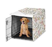 Sweet Jojo Designs Vintage Floral Boho Girl Dog Crate Cover - Kennel Covers for 36 Inch Pet Cage Medium - Blush Pink Yellow and Green Bohemian Shabby Chic Rose Flower Farmhouse White
