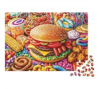 Sweet Junk Food Feast 1000 Piece Jigsaw Puzzle Cognitive Development Travel Jigsaw Puzzle Stay at Home Activity 100% Recycled 38x26cm/1000pcs