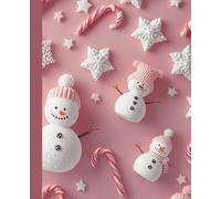 Sweet Kawaii Christmas Writing Notebook: Adorable Pastel Holiday Cover with Snowmen, Stars & Candy Canes | Wide Ruled Lined Pages | 7.5 x 9.25 Inches ... Finish Composition Book for Kids & Teens